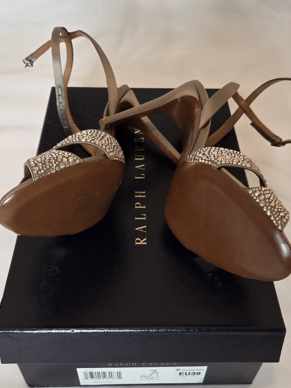 Ralph Lauren Silver Crystal Ankle-Strap Sandals - Picture 6 of 10